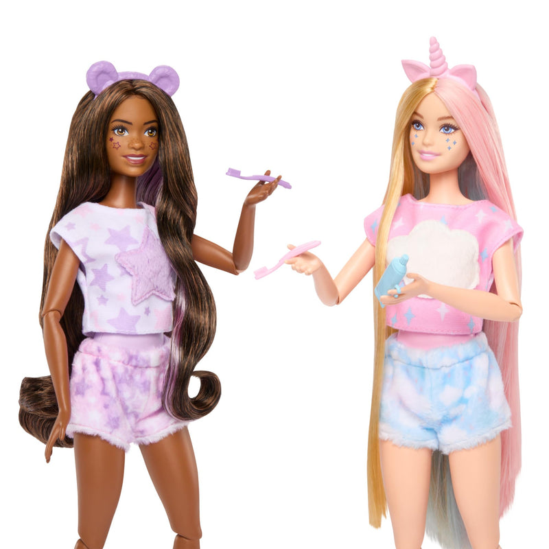 Barbie Cutie Reveal Slumber Party gift set, 2 Dolls with surprises and accesories, gift for ages +3 year old, HRY15