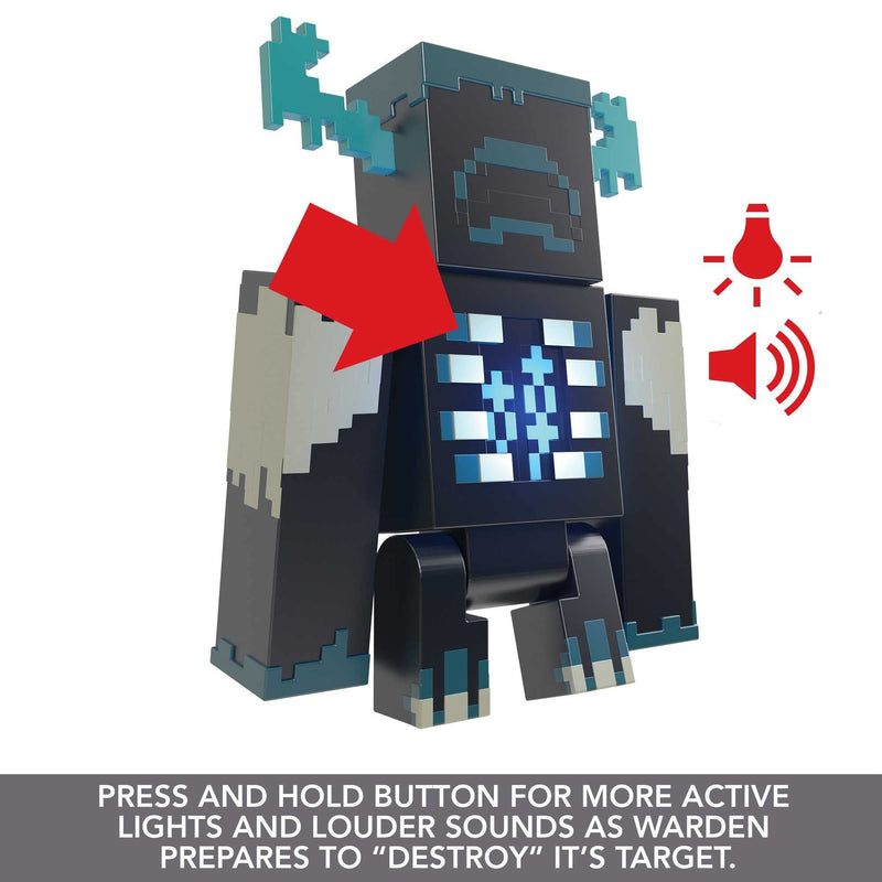 Mattel Minecraft Toys Warden Action Figure with Lights, Sounds and Accessories, Gift for Kids, HHK89