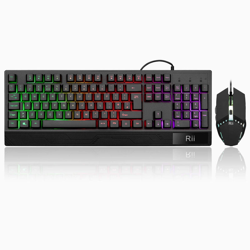 Rii Gaming Keyboard and Mouse,RGB Light Up Keyboard and Mouse Set for PS4,Xbox for Gaming ,Working-UK Layout