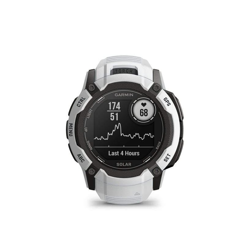 Garmin Instinct 2X SOLAR, Large Rugged GPS Smartwatch, Built-in Sports Apps and Health Monitoring, Solar Charging and Ultratough Design Features, Whitestone