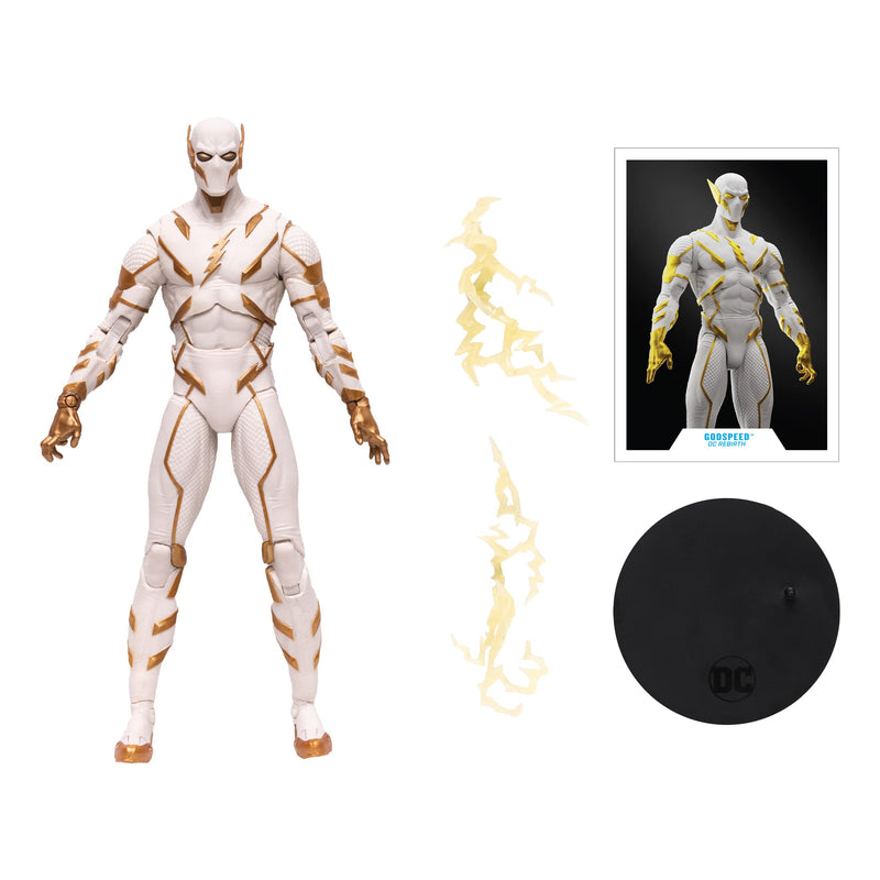 McFarlane Toys, DC Multiverse Godspeed 7-inch Action Figure with 22 Moving Parts, Collectible DC Rebirth Figure with Unique Collector Character Card – Ages 12+