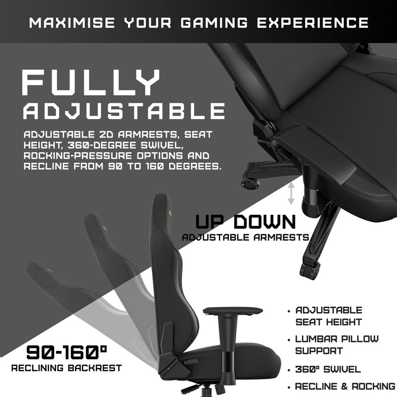 Anda Seat Phantom 3 Pro Gaming Chair - Ergonomic Office Desk Chairs, Reclining Video Game Gamer Chair, Neck & Lumbar Back Support - Large Black Premium PVC Leather Gaming Chair for Adults