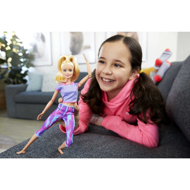 Barbie Made to Move Doll with 22 Flexible Joints & Long Blonde Ponytail Wearing Athleisure-wear for Kids 3 to 7 Years Old, GXF04