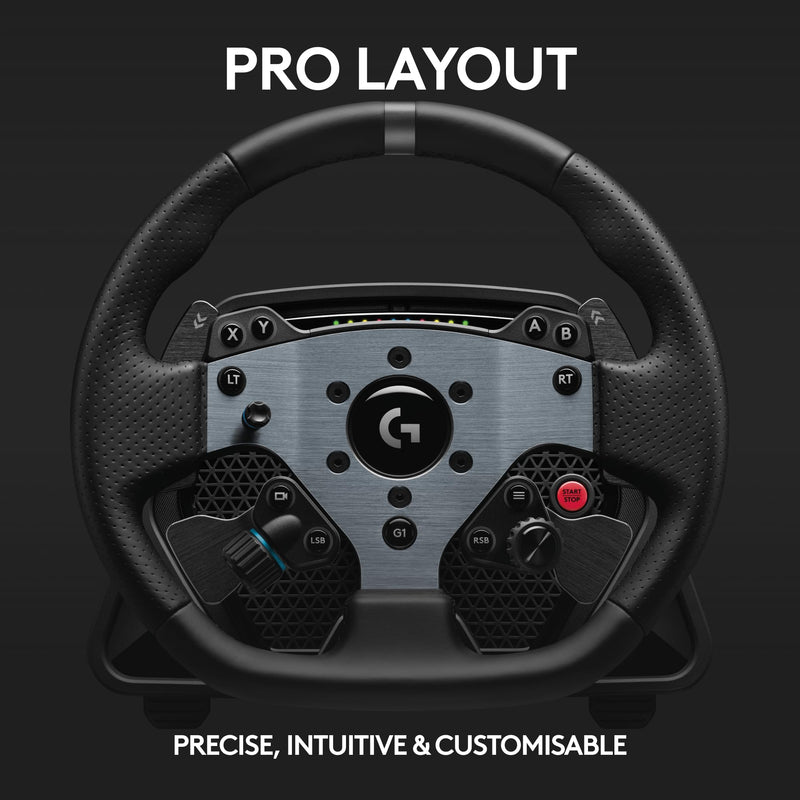 Logitech G PRO Racing Wheel, PC, Simulated Steering Wheel, Direct Drive 11 Nm Force, TRUEFORCE Feedback, Magnetic Gear Shift Paddles, Dual Clutch, OLED Display, Quick Release, PRO Button Layout, Black