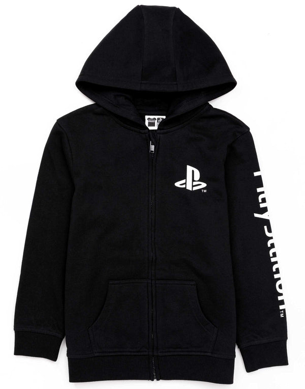 Playstation Kids Hoodie Zip Up | Boys Girls Games Logo Black Jumper Jacket | Gamer Merchandise 11-12 Years
