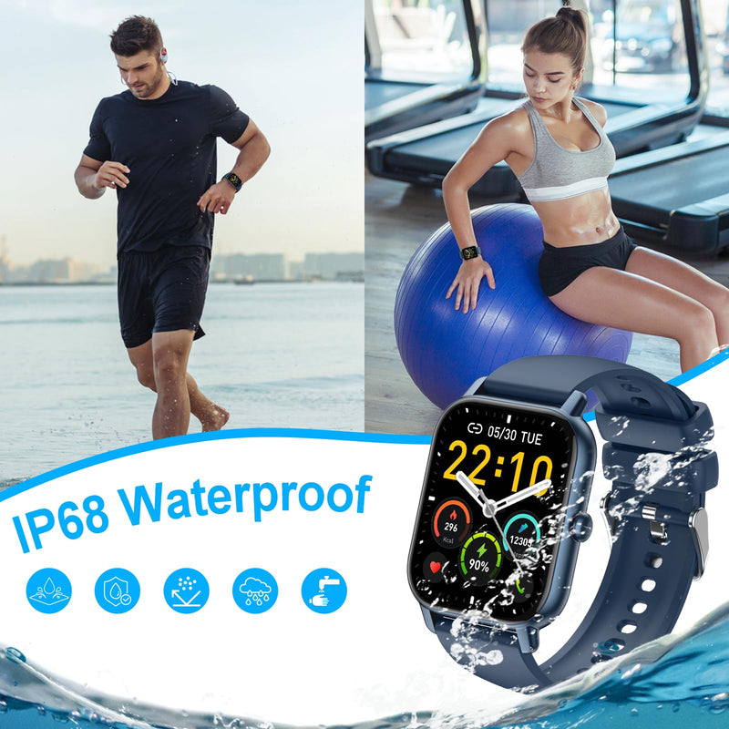 Smart Watch for Men Women Answer/Make Calls, 1.85" Smartwatch, Fitness Watch with Heart Rate Sleep Monitor, Step Counter, 100+ Sports, IP68 Waterproof Fitness Smartwatches Compatible with Android IOS