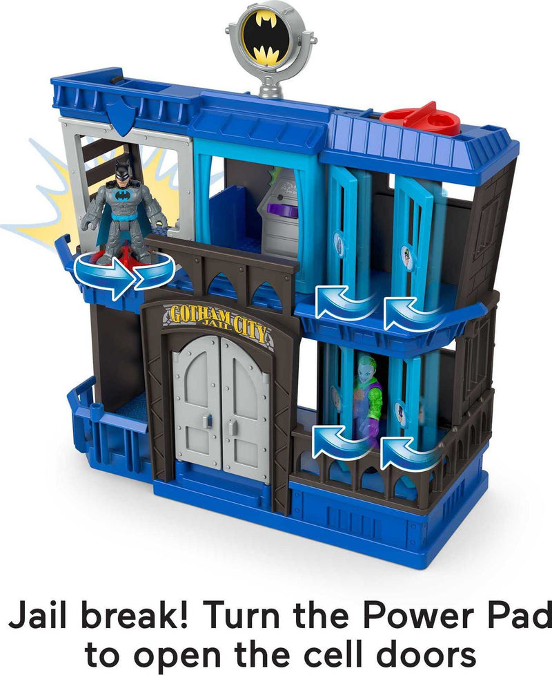 Fisher Price Imaginext DC Super Friends Gotham City Jail Recharged, prison playset with Batman and The Joker figures for preschool kids ages 3+