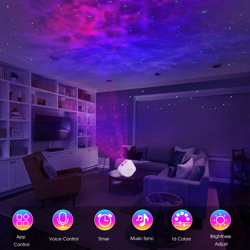 PANAMALAR Galaxy Projector Light, Smart WiFi Star Projector Night Light with Nebula Cloud, Alexa Control, Music Sync, Timer, 360° Rotation LED Starry Projector for Bedroom Kids Room Party Xmas Gift