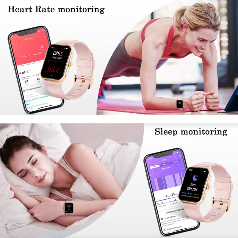 Blackview Smart Watch for Women, 1.83" Fitness Watch with Blood Oxygen Heart Rate Sleep Monitor, 24 Sport Modes, IP68 Waterproof, Weather, Pedometer, Notifications, Smartwatch for Android iOS