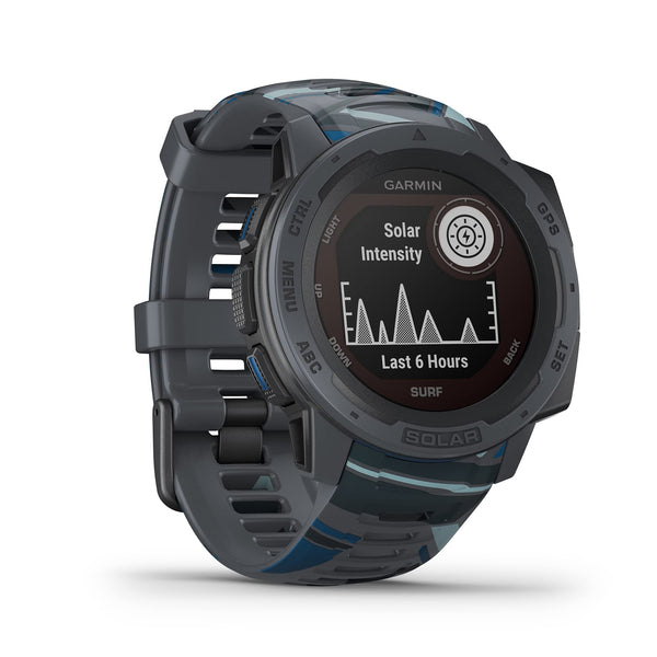 Garmin Instinct Solar, Surf Edition, Solar-powered Rugged Outdoor Smartwatch with Tide Data and Dedicated Surfing Activity, Surf - Pipeline
