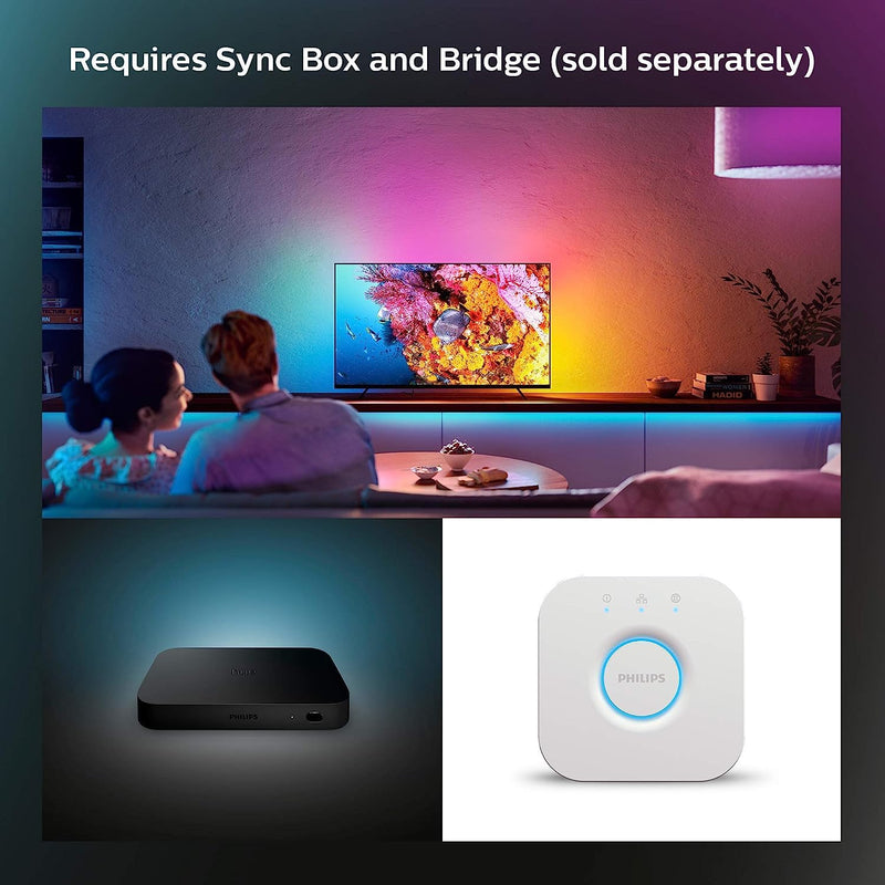Philips Hue Gradient Lightstrip for 75 Inch TV, Sync with Media and Gaming, Smart Entertainment LED Lighting with Voice Control, Compatible with Alexa, Google Assistant and Apple HomeKit