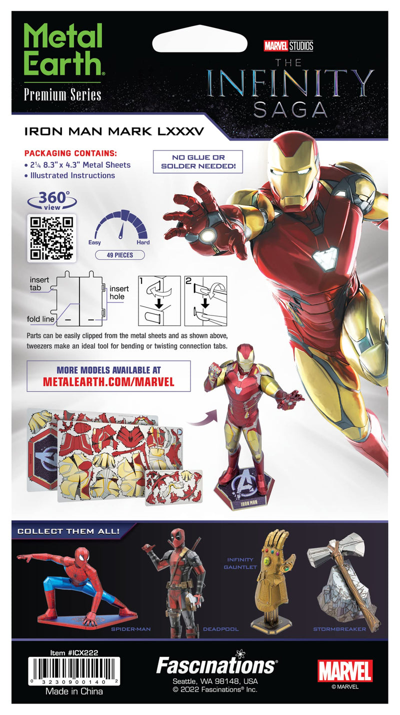 Metal Earth Premium Series Marvel Iron Man Mark LXXXV 3D Metal Model Kit Bundle with Tweezers Fascinations