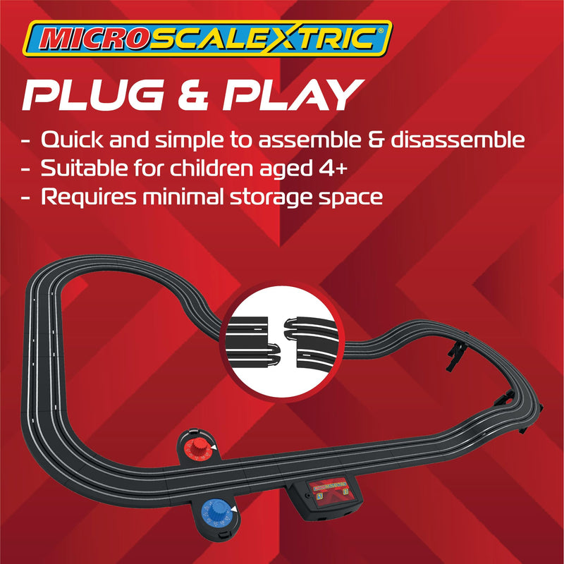 Micro Scalextric Sets for Kids Age 4+ - Law Enforcer Race Set - Mains Powered Electric Racing Track Set, Slot Car Race Tracks - Includes: 2x Cars, 1x Track Set, 1x Mains Powerbase & 2x Controllers