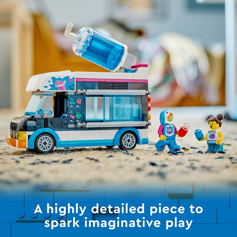 LEGO 60384 City Penguin Slushy Van, Truck Toy for 5 Plus Year Old Kids, Boys & Girls, Vehicle Building Set with Cosutme Figure, Summer Series, Gift Idea