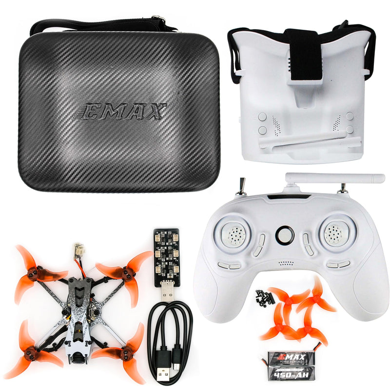 EMAX Tinyhawk II Freestyle RTF FPV Racing Drone Kit with 7000KV Brushless Motor, RunCam Nano 2 700TVL Camera, 0-25-100-200 VTX Power, 5A ESC, Drone with Goggle and Controller for Kids Adults Beginners