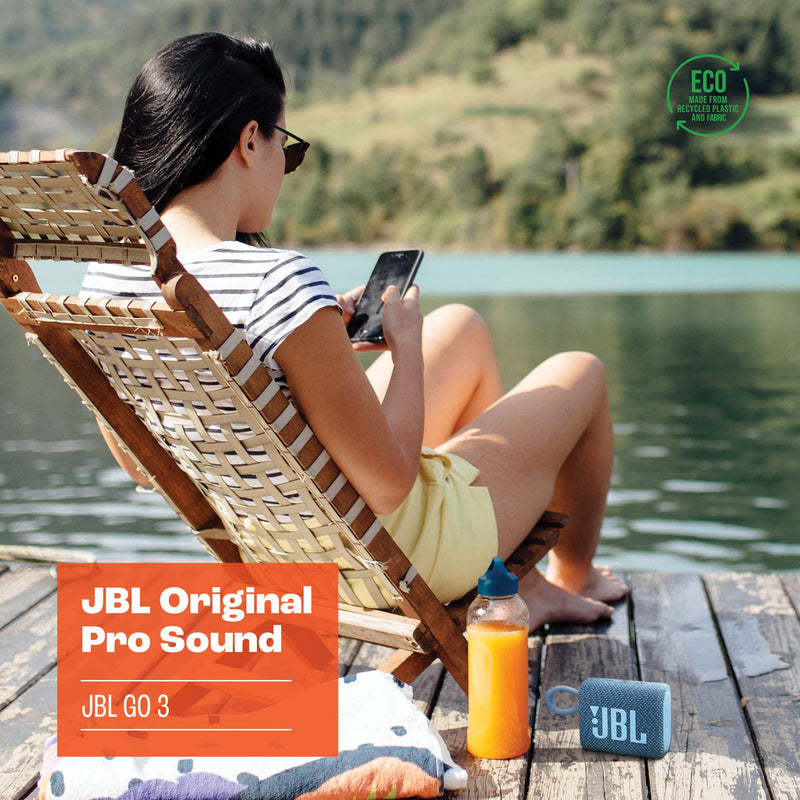 JBL Go 3 Wireless Bluetooth Speaker, Waterproof with 5 Hours of Battery Life, Blue