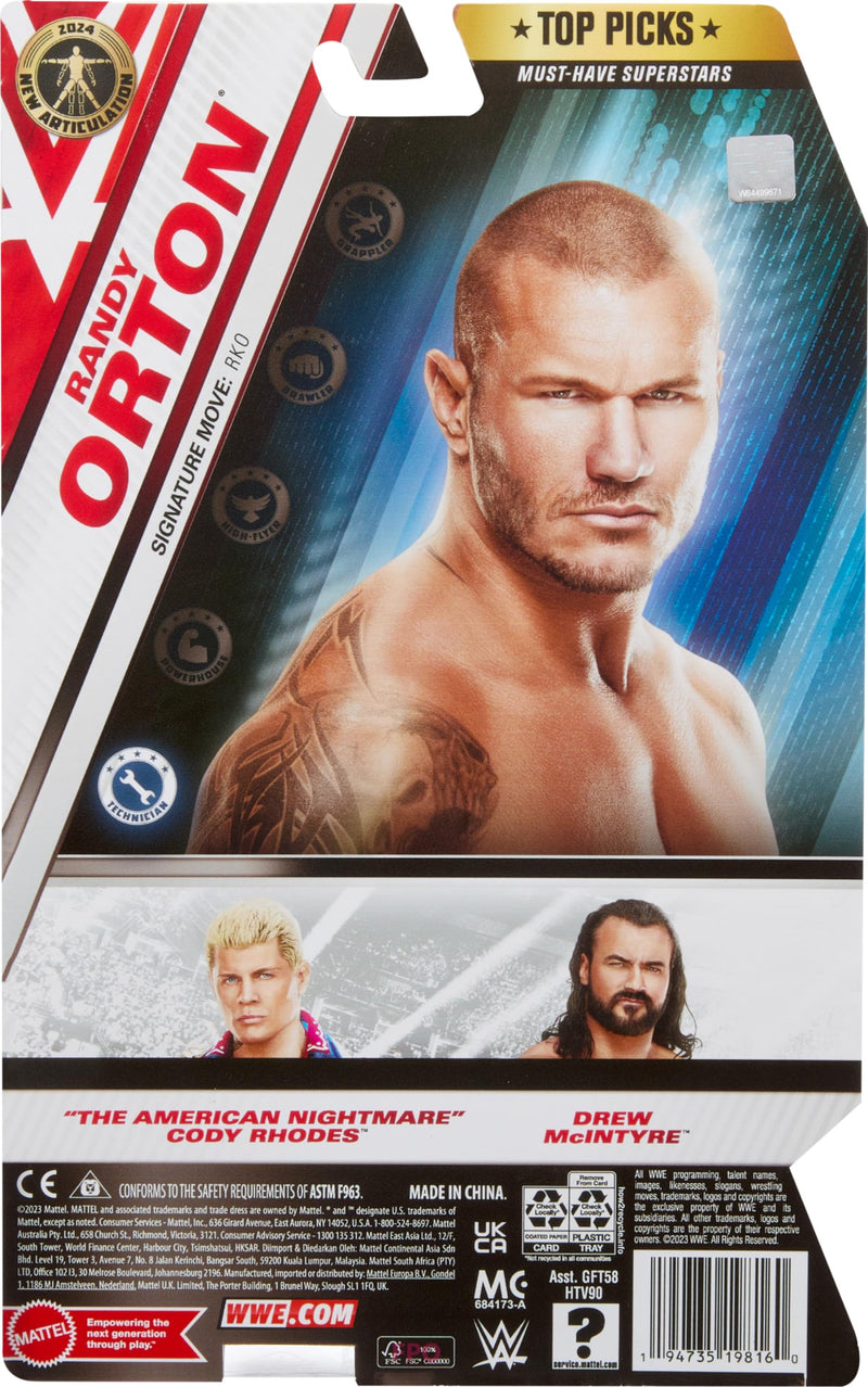 WWE Top Picks Action Figure, 6-inch Collectible Randy Orton with 10 Articulation Points & Life-Like Look