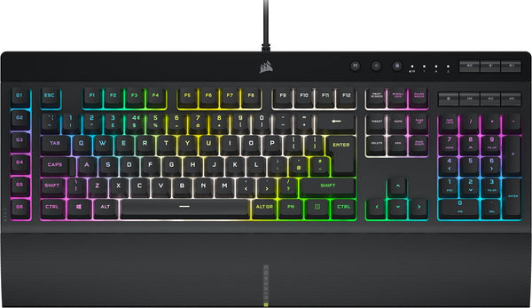 CORSAIR K55 RGB PRO XT Membrane Wired Gaming Keyboard – IP42 Dust and Spill-Resistant – 6 Macro Keys with Elgato Integration – iCUE Compatible – QWERTY UK – PC, Mac, Xbox – Black