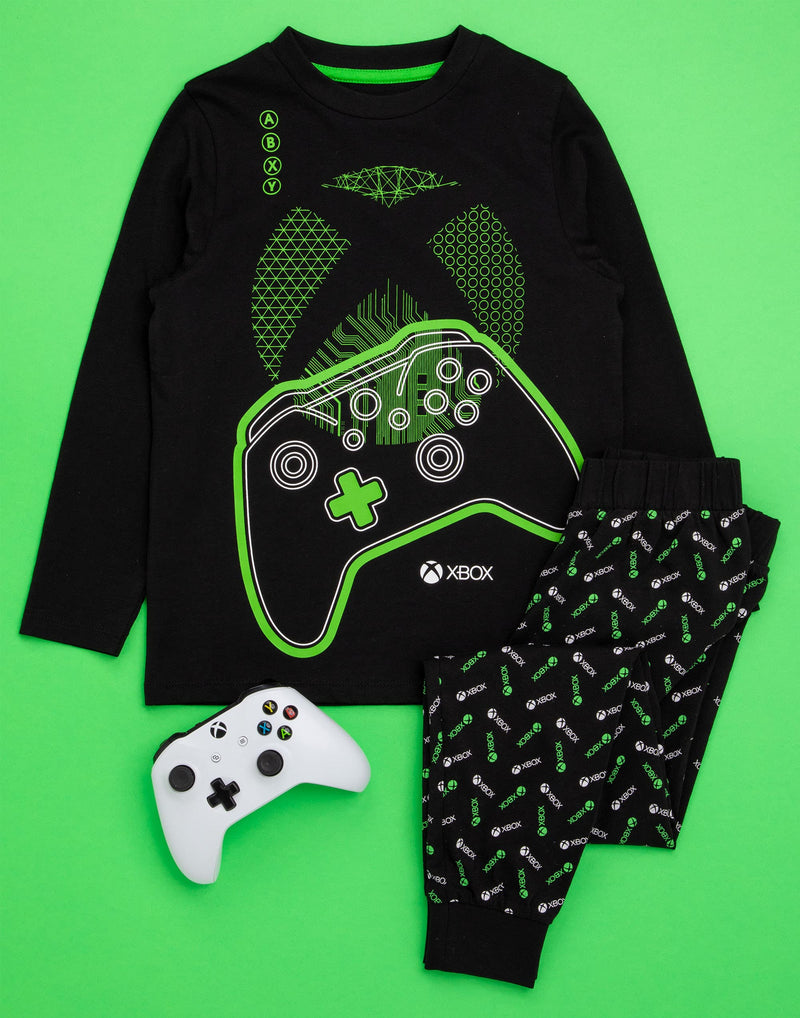 Xbox Pyjamas For Boys | Kids Black Green Gamer T-Shirt & Leggings Trousers Pjs | Game Console Controller Merchandise Gifts 10-11 Years