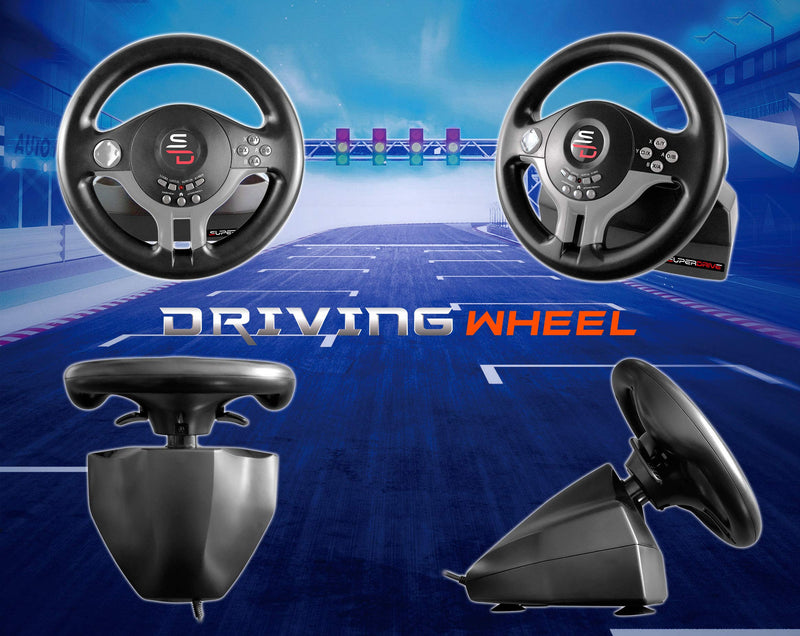 Subsonic Superdrive - Racing Steering Wheel Driving Wheel SV200 with pedals and shift paddles for Nintendo Switch - PS4 - Xbox One - PC