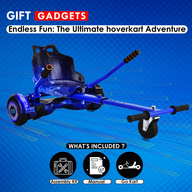 Gift Gadgets Racer Hoverkart Graffiti Galaxy Spider Camo Go Kart Hover Cart Frame Adjustable For 6.5 8 10 Inch Balance Boards (Galaxy Blue)