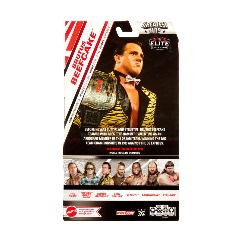 WWE Elite Action Figure & Accessories, 6-inch Collectible Brutus Beefcake with 25 Articulation Points, Life-Like Look & Swappable Hands, HTX26