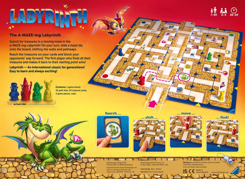 Ravensburger Labyrinth - Moving Maze Family Board Game for Kids and Adults Age 7 and Up - Christmas Gifts, 2 to 4 Players