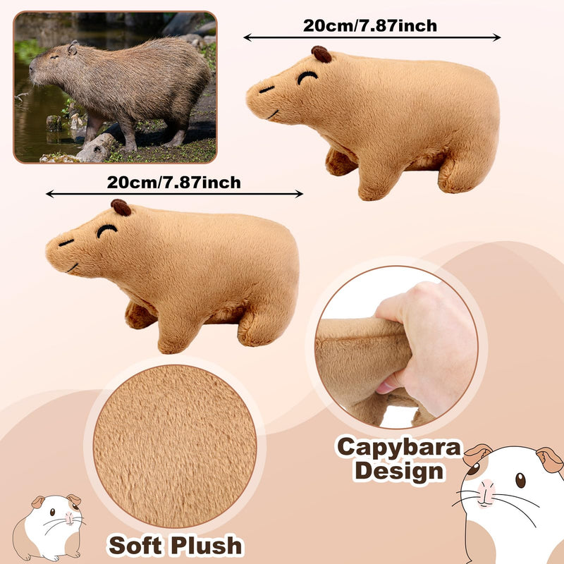 Zuimei 2Pcs Capybara Plush Toy,Cute Capybara Stuffed Animal Toy,Cute Rodent Stuffed Animal Doll,Capybara Stuffed Animal Doll,Soft Stuffed Capybara Toy for Kids,20CM/7.87In