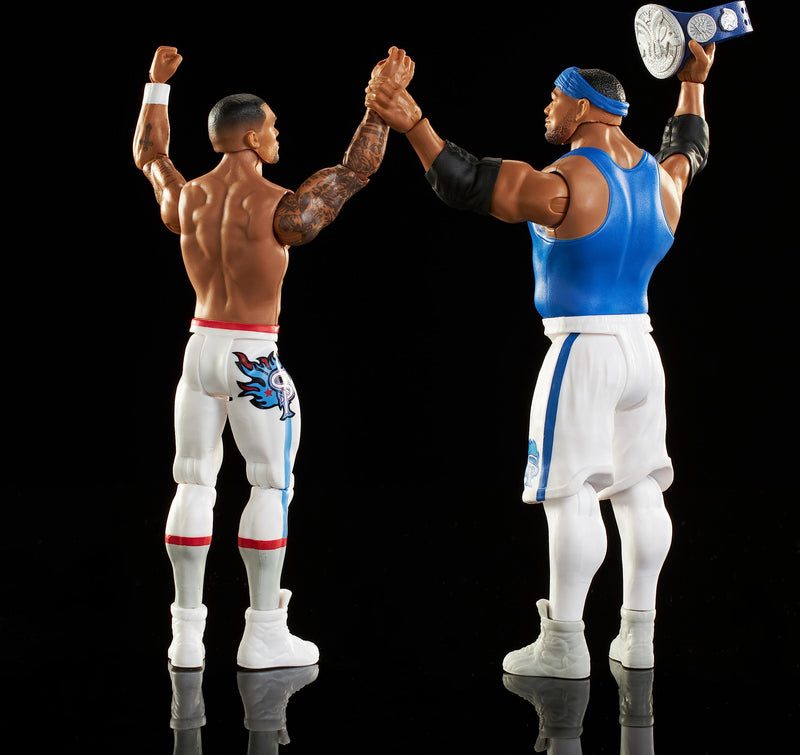 Mattel WWE Action Figure Battle Pack 2 Pack with Mattel WWE Championship Title Championship Showdown The New Day Montez Ford & Angelo Dawkins (HLL83)