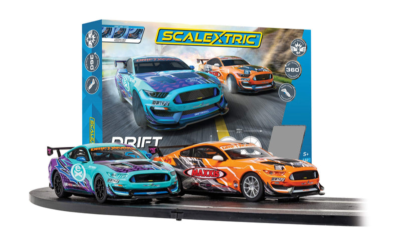 Scalextric Drift 360 Race Set - Electric Race Car Track Set for Ages 5+, Slot Car Race Tracks - Includes: 2x Cars, Track, 1x Powerbase & 2x Controllers - 1:32 Scale Race Sets