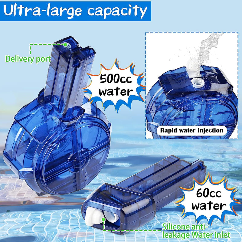 Electric Water Pistol Guns for Adults & Kids, Up to 32 FT Range Super One-Button Water Sprayer Squirt Guns 434CC+58CC Water Blaster Summer Pool Beach Party Toys (Blue)