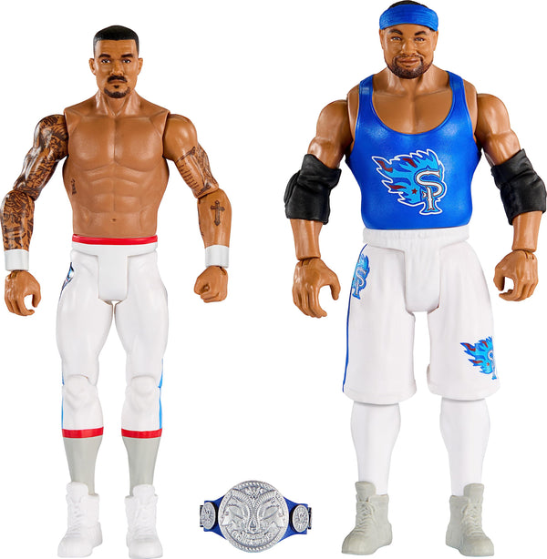 Mattel WWE Action Figure Battle Pack 2 Pack with Mattel WWE Championship Title Championship Showdown The New Day Montez Ford & Angelo Dawkins (HLL83)