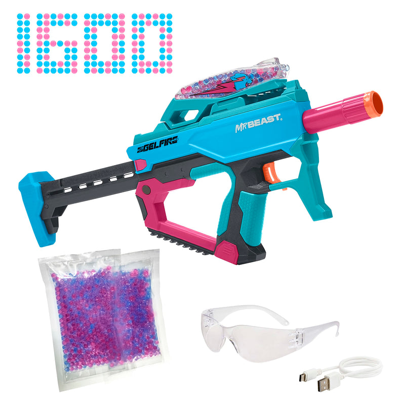 Nerf Pro Gelfire X MrBeast Blaster, 1600 Gelfire Rounds, 300 Round Hopper, Rechargeable Battery, Eyewear