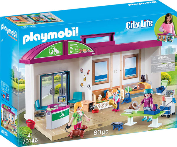 Playmobil City Life 70146 Take Along Vet Clinic with lots of equipment, Animals Figures, for Children 4+