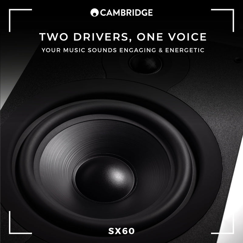 Cambridge Audio SX60 - Pair of Passive Wired Standmount Speakers for HiFi or Home Cinema System - Optimised for Smooth and Even Frequency Response - Matte Black