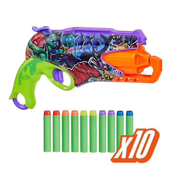 NERF Teenage Mutant Ninja Turtles Blaster, 10 Elite Darts, Toy Foam Blasters for 8 Year Old Boys & Girls & Up