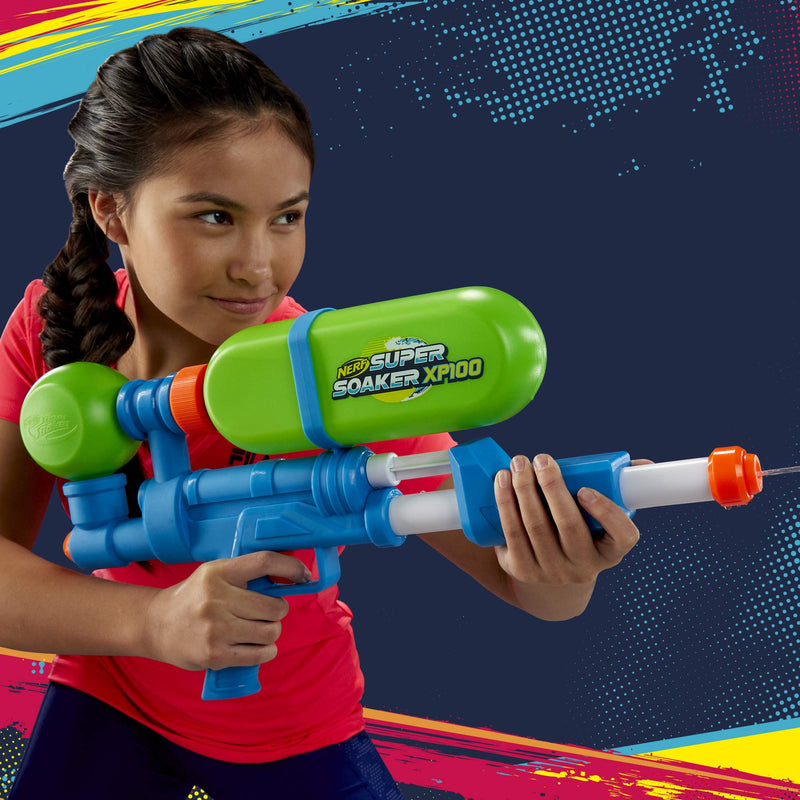 Nerf Super Soaker XP100 Water Blaster – Air-Pressurised Continuous Blast – Removable Tank – For Kids, Teens, Adults