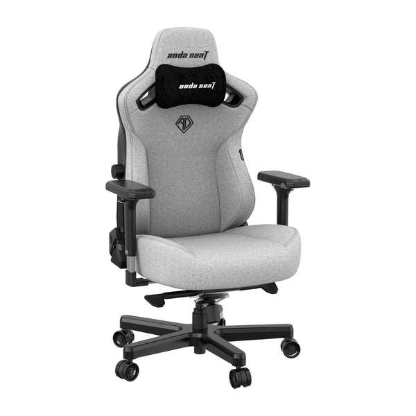 Anda Seat Kaiser 3 Large Gaming Chairs - Ergonomic Grey Fabric Gaming Chair for Adults, Reclining Office and Gaming Seat, Gamer Chair with Magnetic Neck Pillow & Lumbar Support
