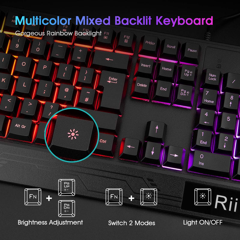 Rii Gaming Keyboard and Mouse,RGB Light Up Keyboard and Mouse Set for PS4,Xbox for Gaming ,Working-UK Layout