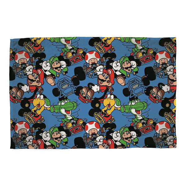 Nintendo Super Mario Vroom Fleece Throw | Mario Kart Design Super Soft Blanket | Perfect for Any Bedroom, 120 x 150cm, Blue