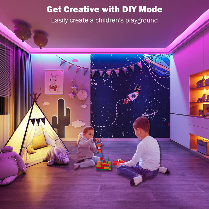 Keepsmile 30M Led Strip Lights (2 Rolls of 15M) Bluetooth Smart App Control Music Sync Color Changing RGB Led Light Strips with Remote,LED Lights for Bedroom Room Home Birthday Decor