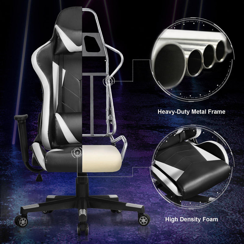 Yaheetech Gaming Chair High Back Computer Game Chair PU Leather Desk Chair Executive Computer Heavy Duty Chairs with Lumbar Support