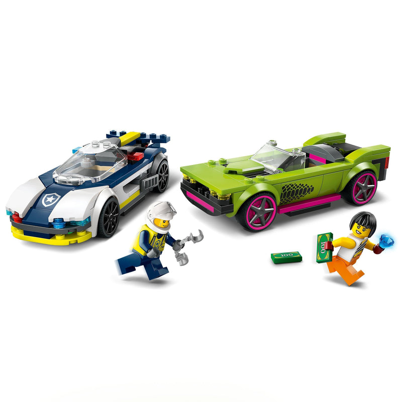 LEGO City Police Car and Muscle Car Chase, Racing Vehicle Toys for 6 Plus Year Old Boys & Girls, Fun Gift for Kids Who Love Pretend Play, Includes Officer and Crook Minifigures 60415