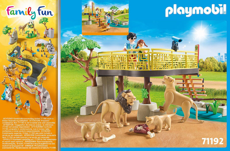 PlayMOBIL 71192 Family Fun Lion Enclosure, Animal Playset with lion family and zoo visitors, Fun Imaginative Role-Play, Playset Suitable for Children Ages 4+