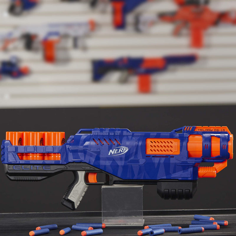 Trilogy DS-15 Nerf N-Strike Elite Toy Blaster with 15 Official Nerf Elite Darts and 5 Shells – For Children, Teens, Adults