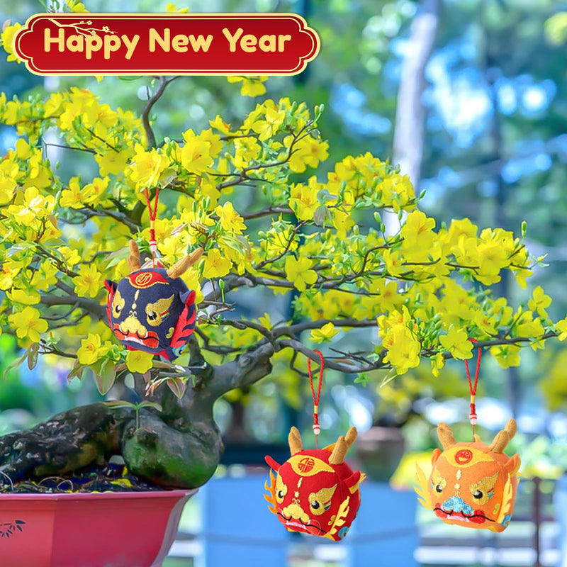 Chinese New Year Decorations 2024 Dragon Plush Toy 3pcs Dragon Mascot Stuffed Doll Cuddly Plush Toy Animal Chinese Spring Festival Ornaments For Child New Year Gift