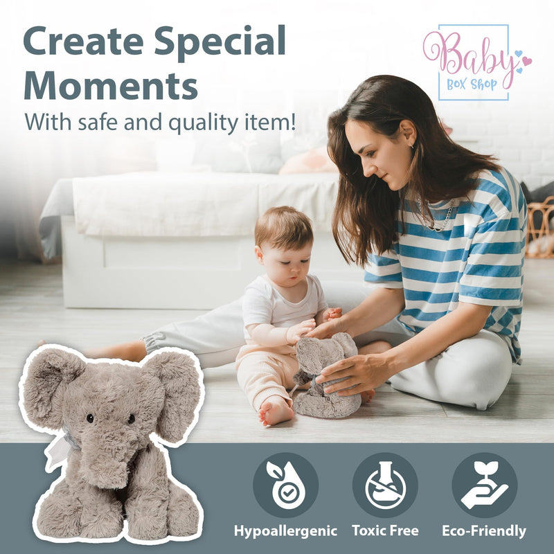 Elephant Teddy Bear Soft Toy - Plush Baby Gift, Christening, Baby Shower, Birthday or Christmas Toys for Kids