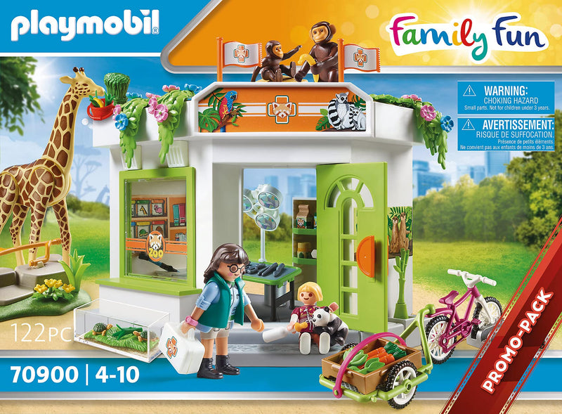 Playmobil 70900 Family Fun Zoo Veterinary Practice, Playset with Animals, Fun Imaginative Role-Play, Playset Suitable for Children Ages 4+
