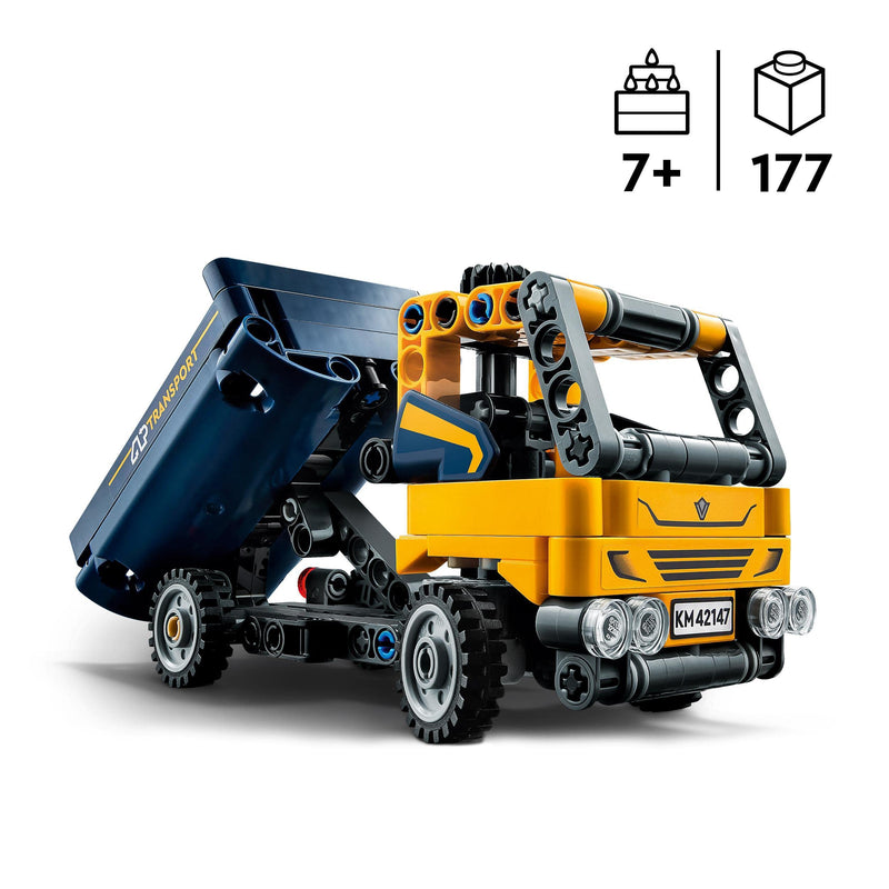 LEGO 42147 Technic Dump Truck Toy 2in1 Set, Construction Vehicle Model to Excavator Digger, Engineering Toys, Gift for Boys and Girls Aged 7 Plus