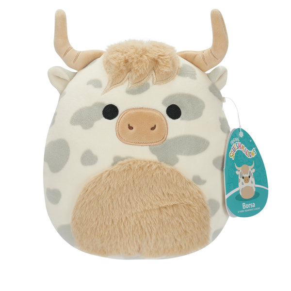 Squishmallows Original 7.5-Inch Borsa the Grey Spotted Highland Cow Small-Sized Ultrasoft Plush